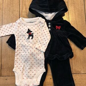 Carter's Black Velour Hoodie Set